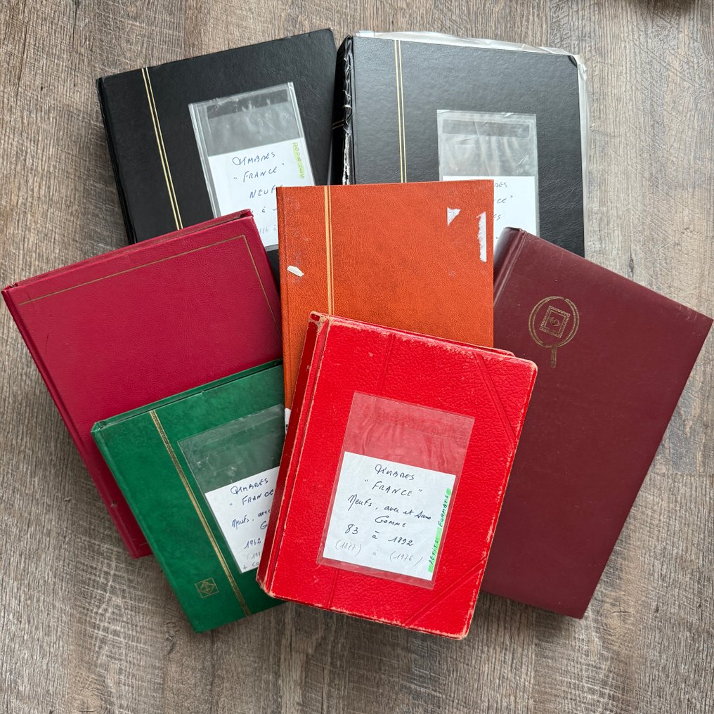 France  - Ensemble 7 albums de timbres neufs (1900/1990) bien remplis : Samothrace, personnages.. (+ 150 #1.0