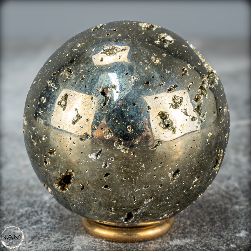 Primera calidad natural de pirita dorada Sphere- 499.05 g #3.2