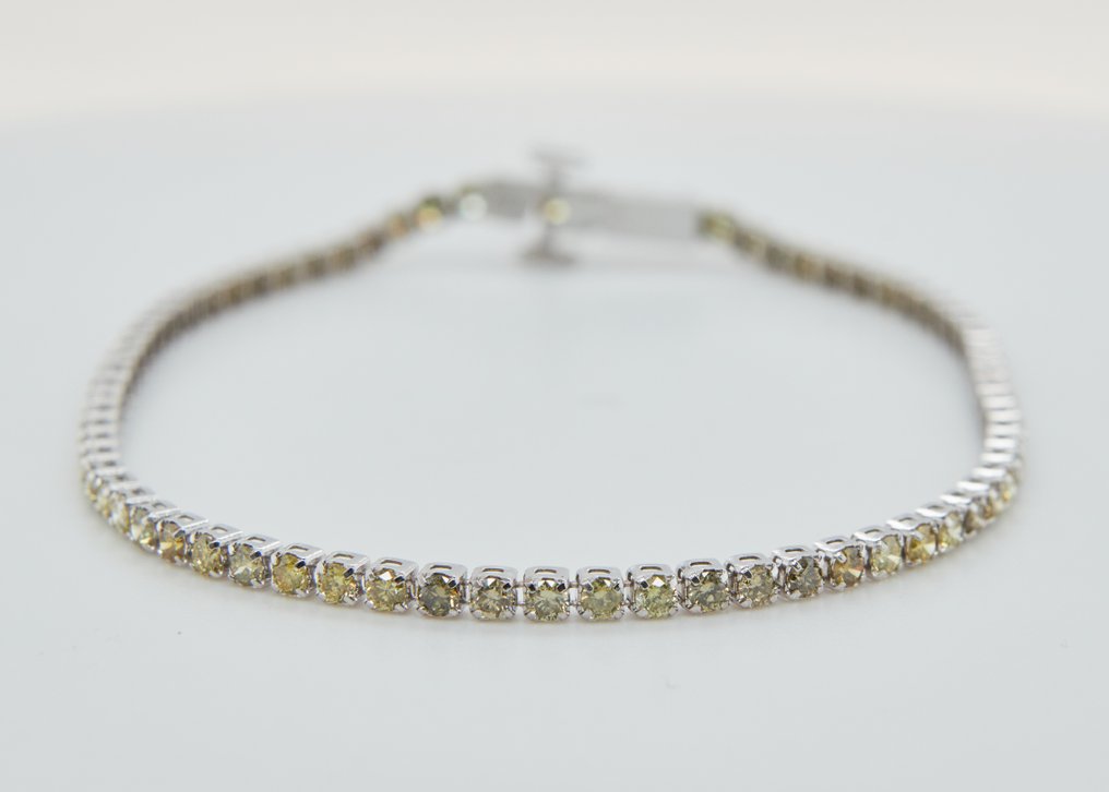 没有保留价 - 手镯 - 18K包金 白金 -  2.46ct. tw. 钻石 (天然色彩的) #1.0