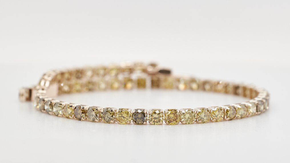 没有保留价 - 手镯 - 18K包金 黄金 -  5.60ct. tw. 钻石 (天然色彩的) #1.0