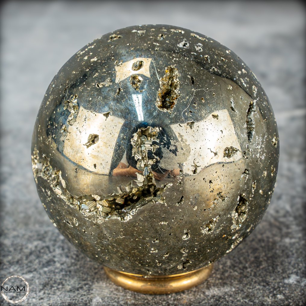 Primera calidad natural de pirita dorada Sphere- 499.05 g #2.1