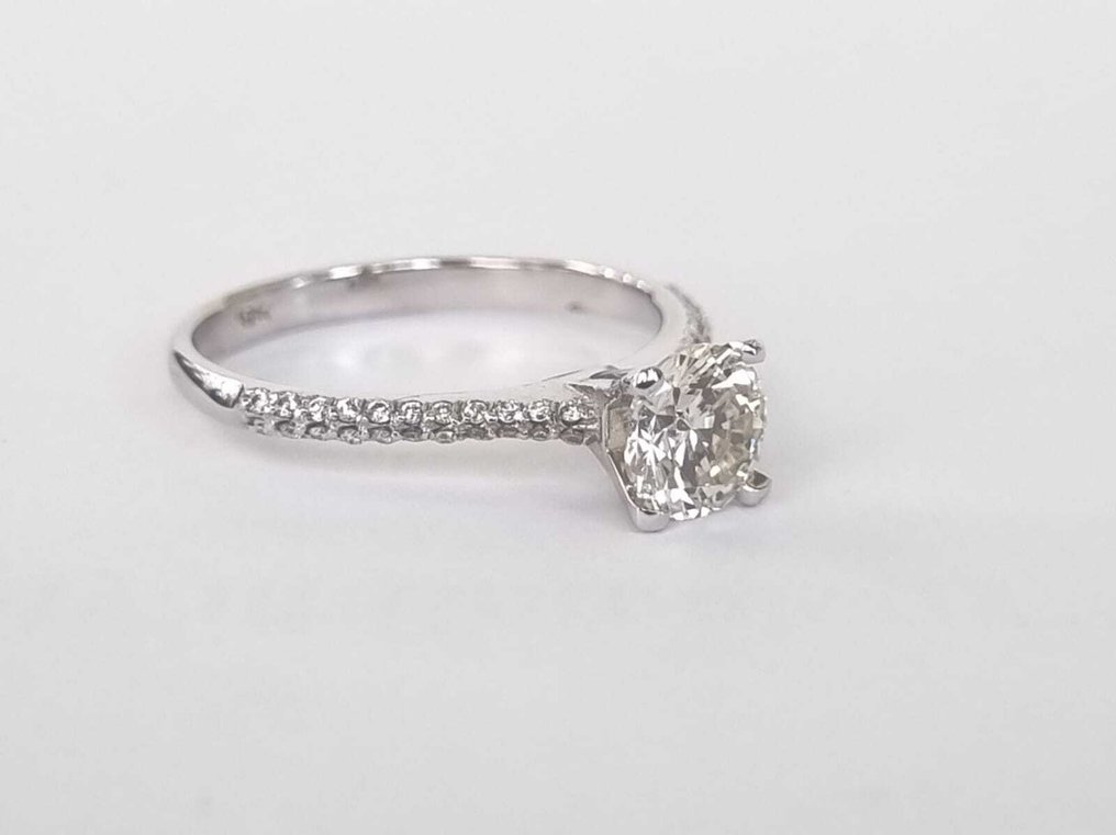 订婚戒指 - 18K包金 白金 -  0.81ct. tw. 钻石 (天然) - 钻石 #1.0