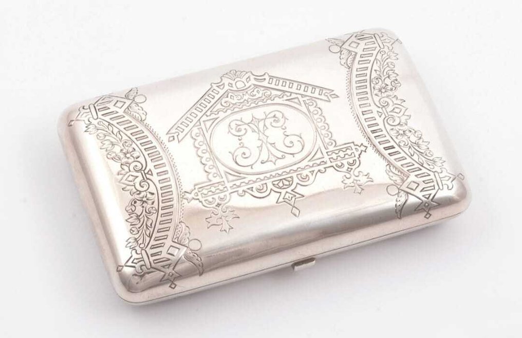 Astuccio per sigarette - .875 (84 Zolotniki) argento - sigaro in stile russo #1.0
