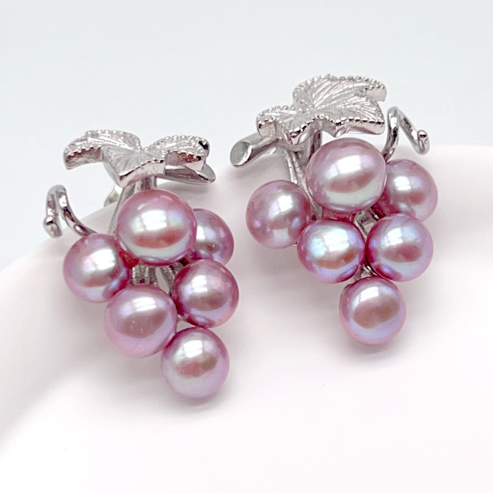 Senza prezzo di riserva - Orecchini Argento Perla - Grape Design #1.0