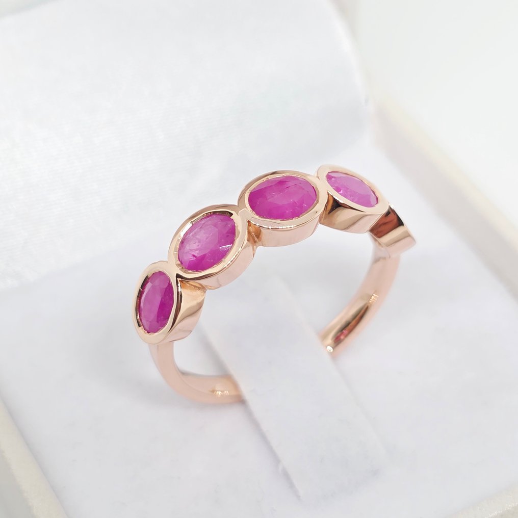 没有保留价 - 戒指 - 14K包金 玫瑰金 - 2.02ct. tw. 红宝石 #1.0