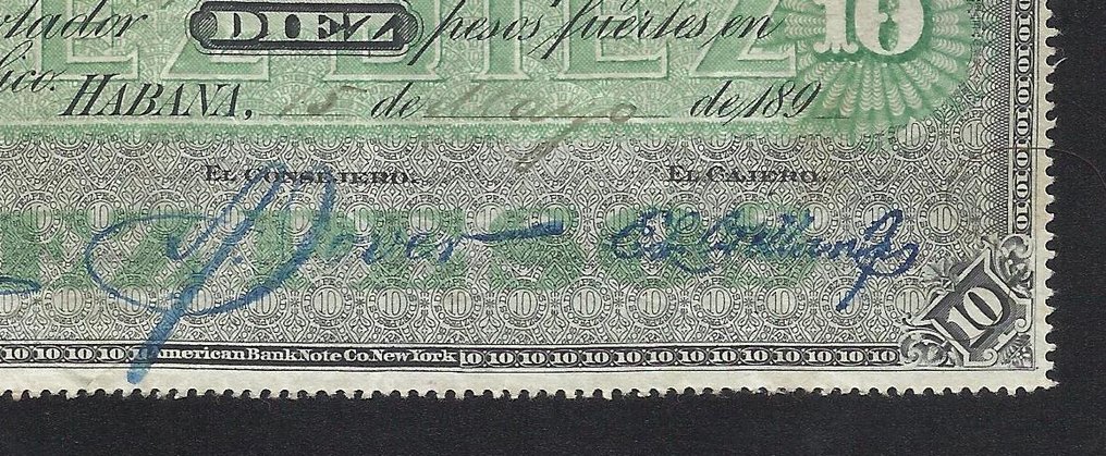 西班牙殖民地. - 10 Pesos 1896 - Pick 49b  (没有保留价) #1.0