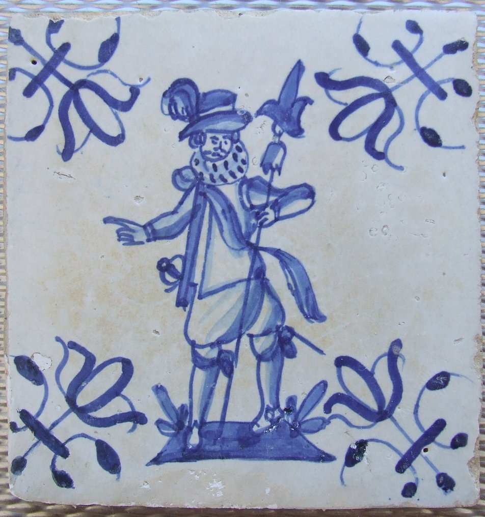  Tile - Tile with Spanish Soldier - 1600-1650  #1.0