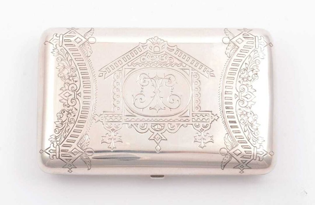Astuccio per sigarette - .875 (84 Zolotniki) argento - sigaro in stile russo #1.0