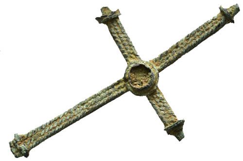 Βυζαντινή Μπρούντζινο κρεμαστό με σταυρό διπλής όψης και πλεγμένο σχήμα - 50 mm - αιώνες 7º/9ºDC Σταυρός - 50 mm  (χωρίς τιμή ασφαλείας) #1.0