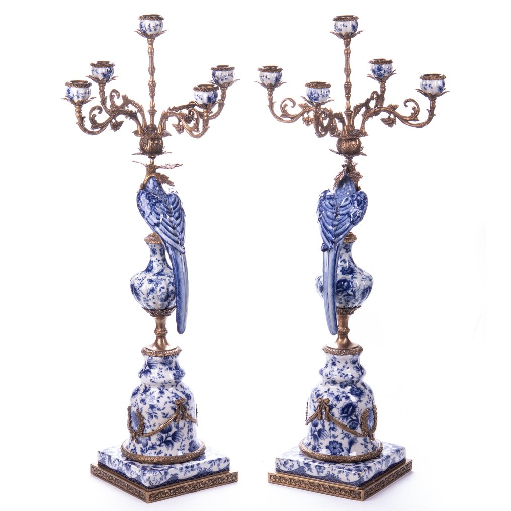 烛台 (2) - 瓷, 黄铜色 - 85 厘米！ #1.0