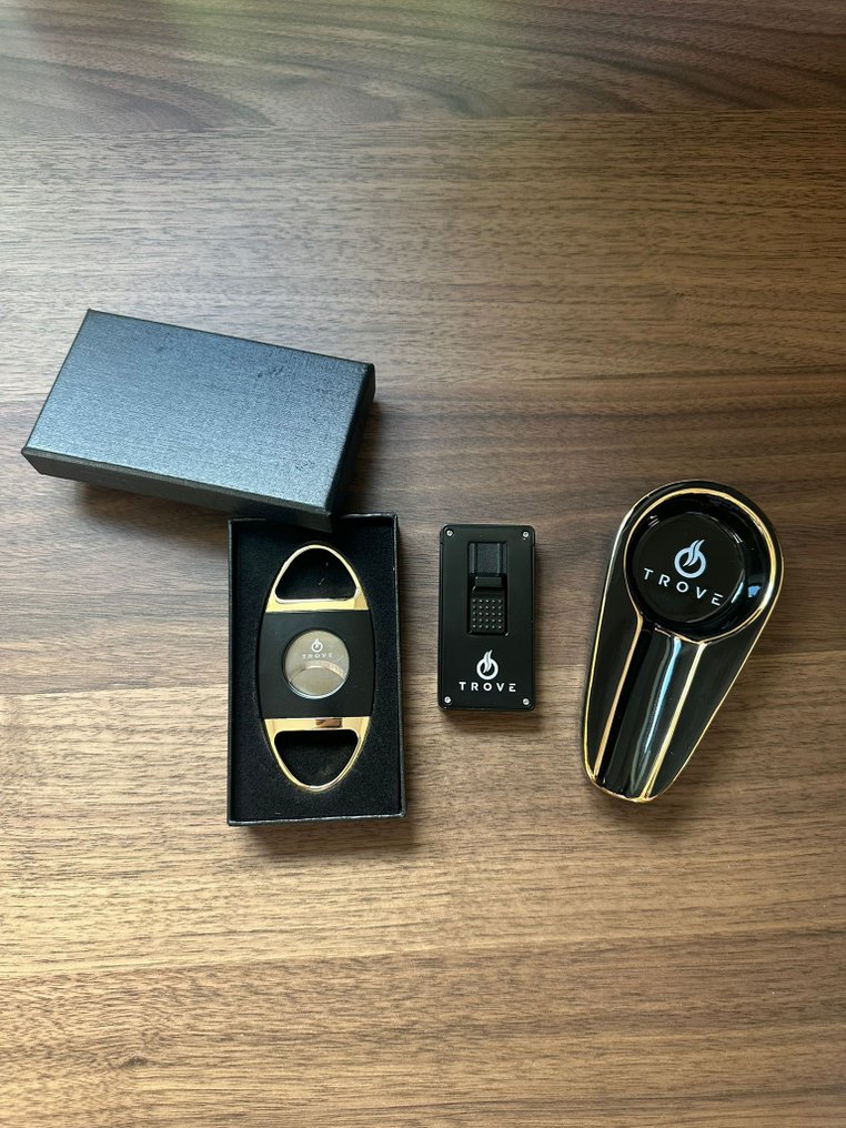 Trove - luxe set asbak knipper - 打火機 - 陶瓷, 鋼（不銹鋼） -  (3) #1.0