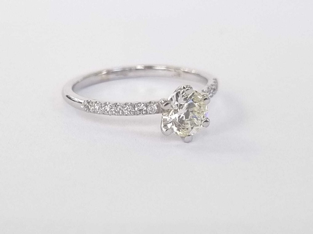 訂婚戒指 - 14 克拉 白金 -  0.80ct. tw. 鉆石 (天然) - 鉆石 #1.0