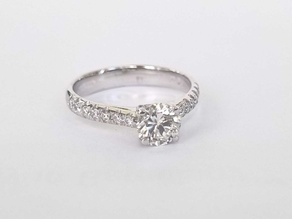 订婚戒指 - 14K包金 白金 - 0.97ct. tw. 钻石 (天然) - 钻石 #1.0