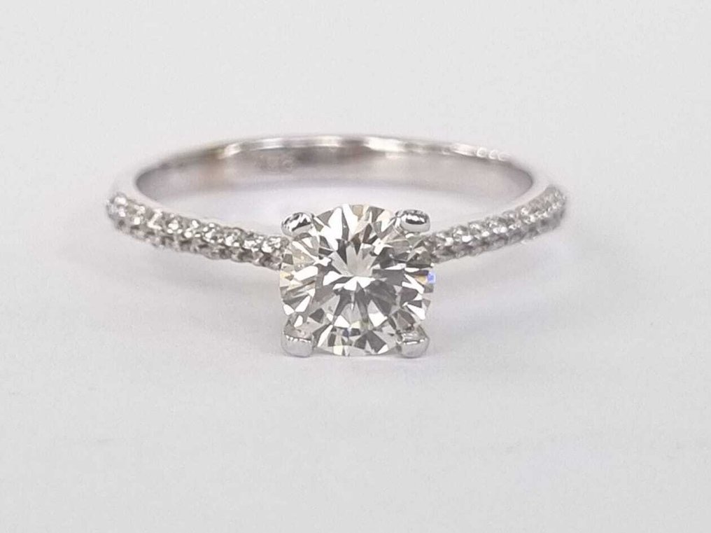 订婚戒指 - 18K包金 白金 -  0.81ct. tw. 钻石 (天然) - 钻石 #1.0