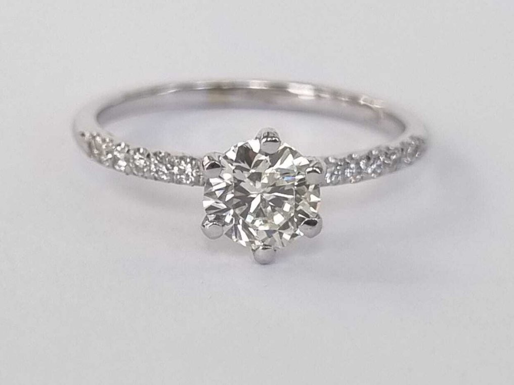 訂婚戒指 - 14 克拉 白金 -  0.80ct. tw. 鉆石 (天然) - 鉆石 #1.0