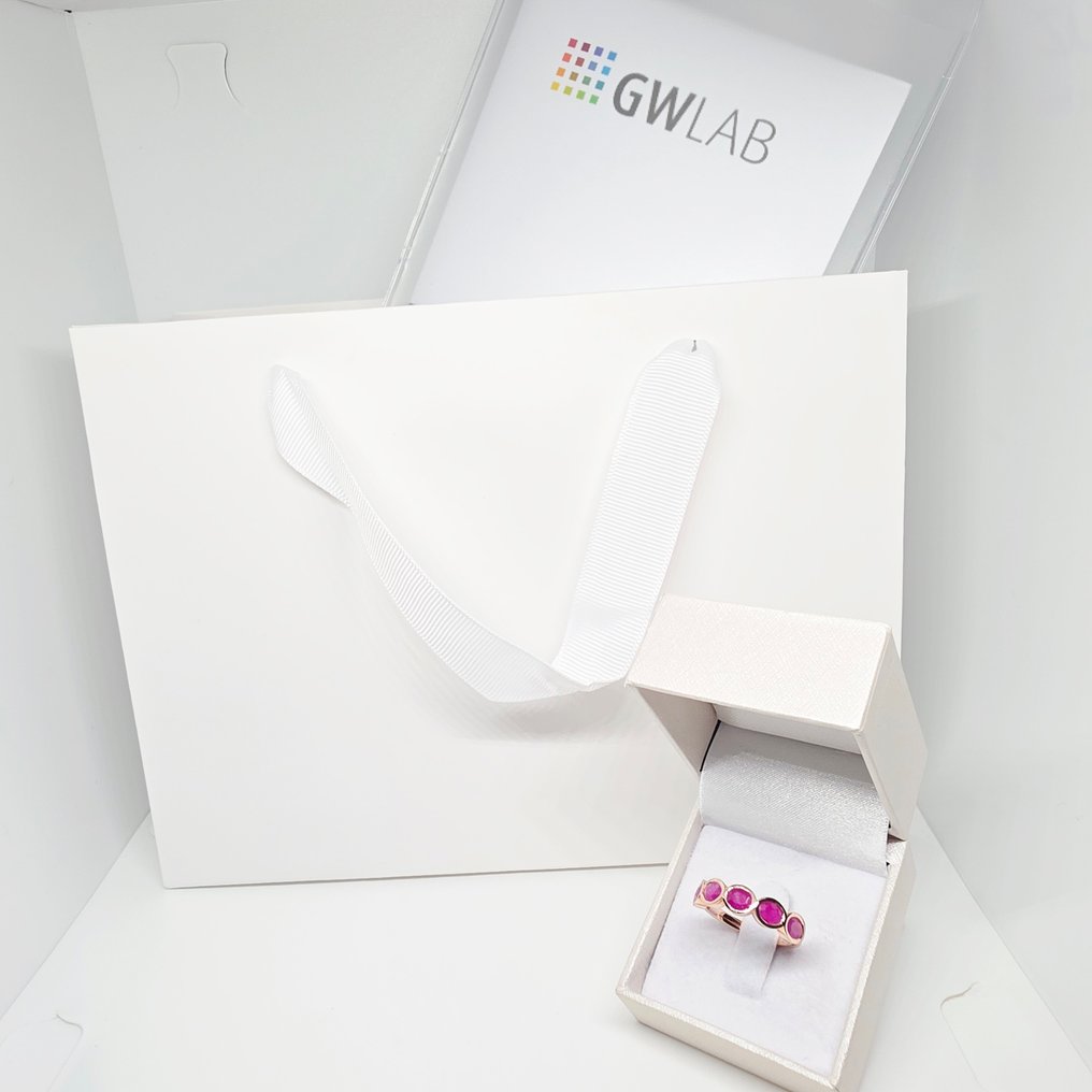 没有保留价 - 戒指 - 14K包金 玫瑰金 - 2.02ct. tw. 红宝石 #2.1