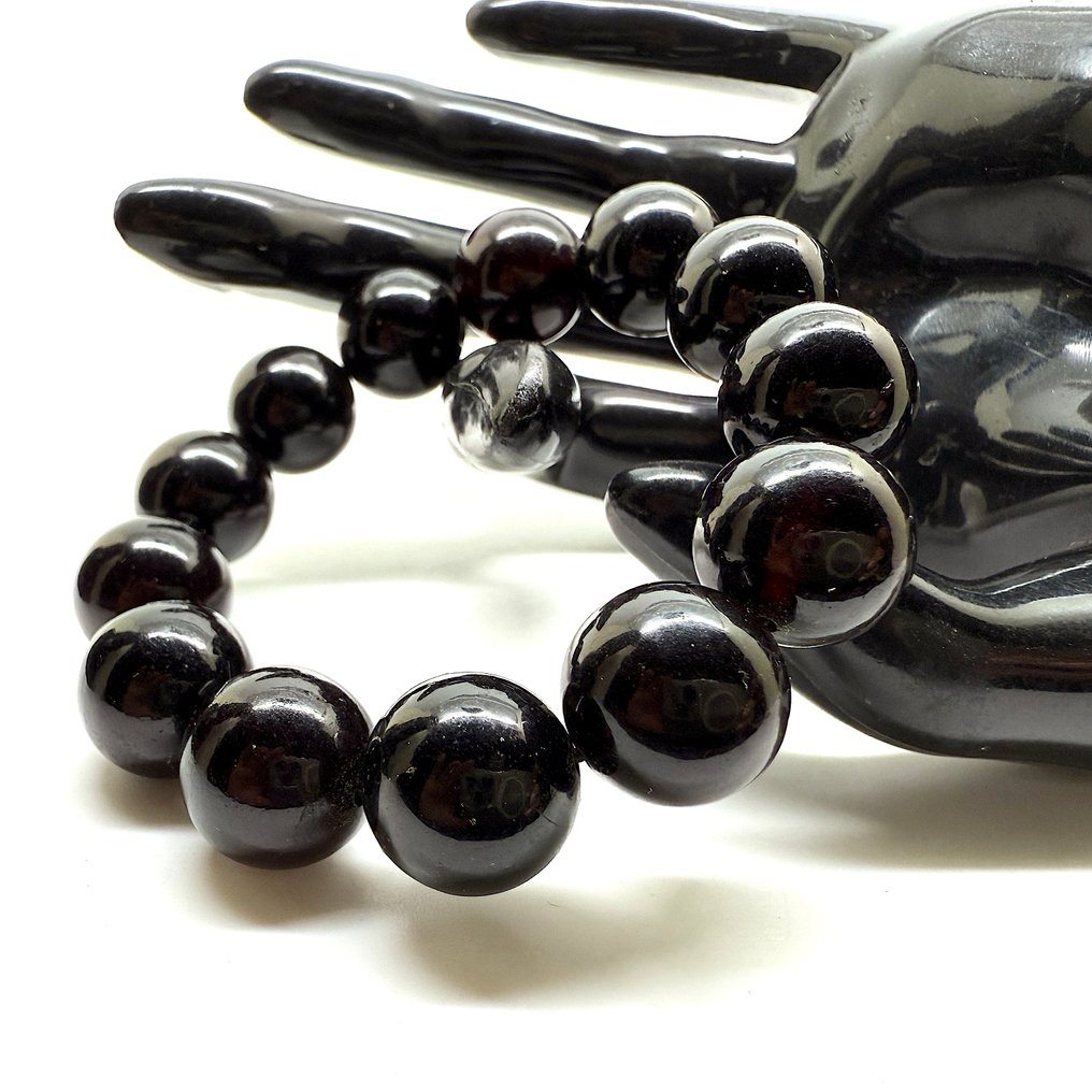 Βραχιόλι με χάντρες από Βαλτική ρητίνη σε χρώμα κερασιά, 14 mm - Κεχριμπάρι - succinite #2.1