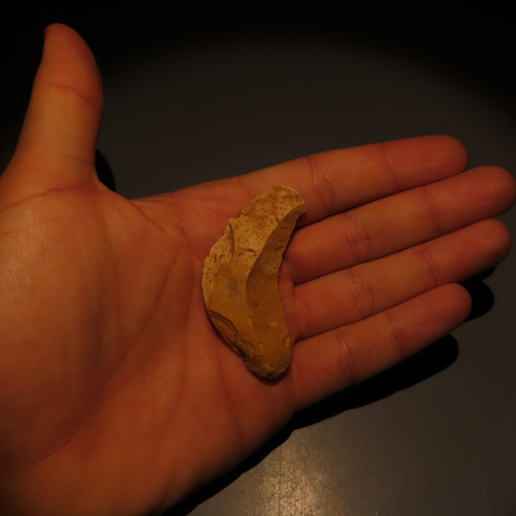 旧石器时代 燧石 来自法国Fontmaure的斧头或石器工具。约公元前300,000年至40,000年。高6厘米。 (没有保留价) #4.3