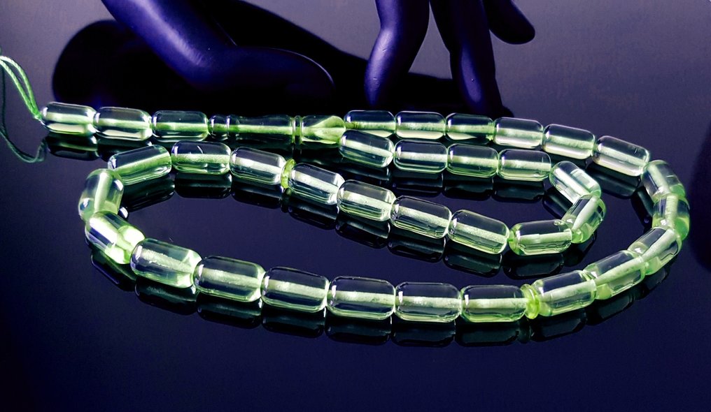 Rav Sjældne ravbønneperler Rosenkrans Tesbih Misbaha - Grøn rav - Håndlavet- 18 g #3.2