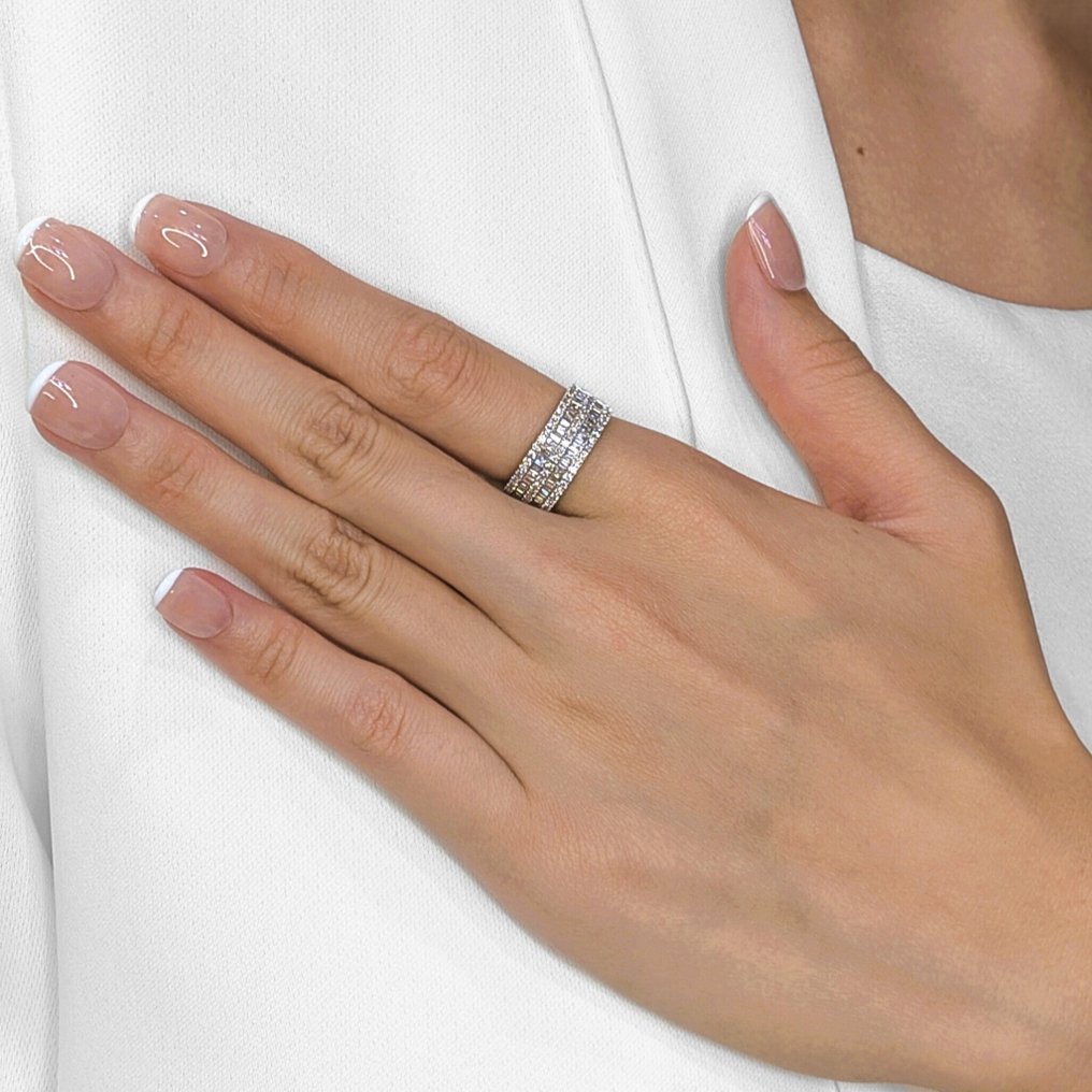 戒指 - 18K包金 白金 -  0.84ct. tw. 钻石 (天然)  - 钻石 #1.0