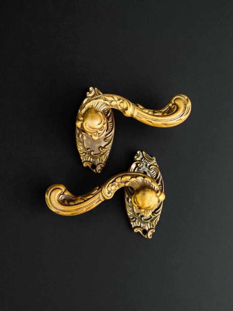 Rococo Style Door handle - 1920-1930 - Solid brass  #1.0