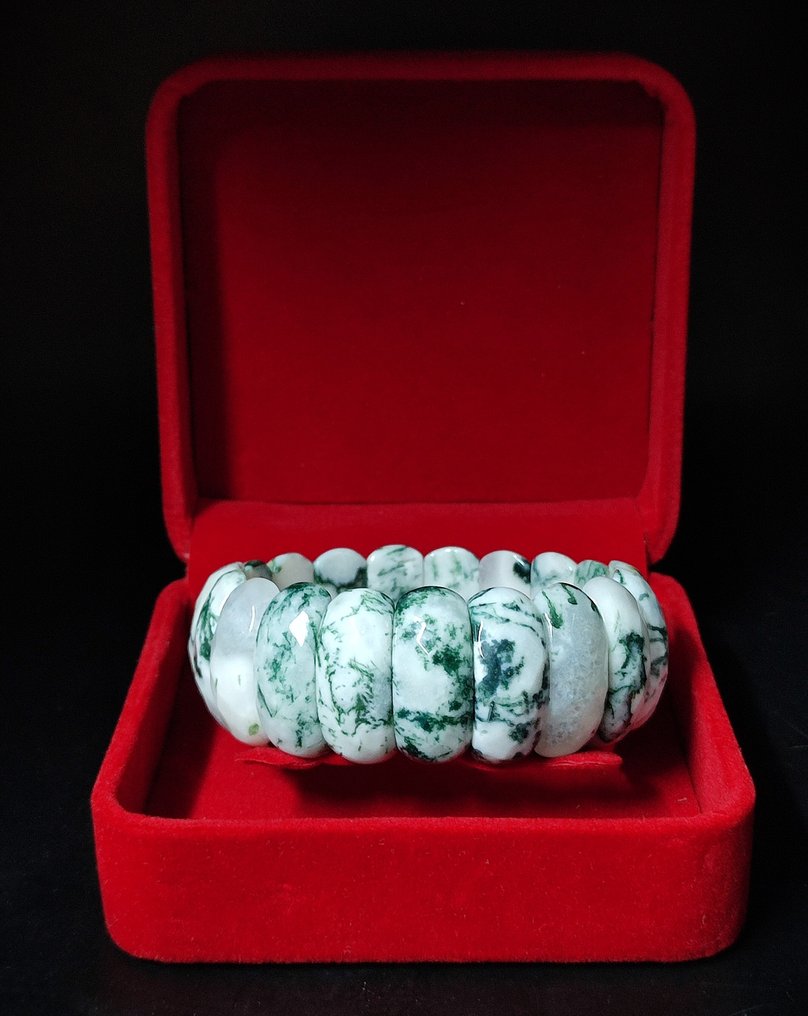 Beautiful Faceted Moss Agate Bracelet in Gift Box – Free Shipping! - Bracelet #1.0