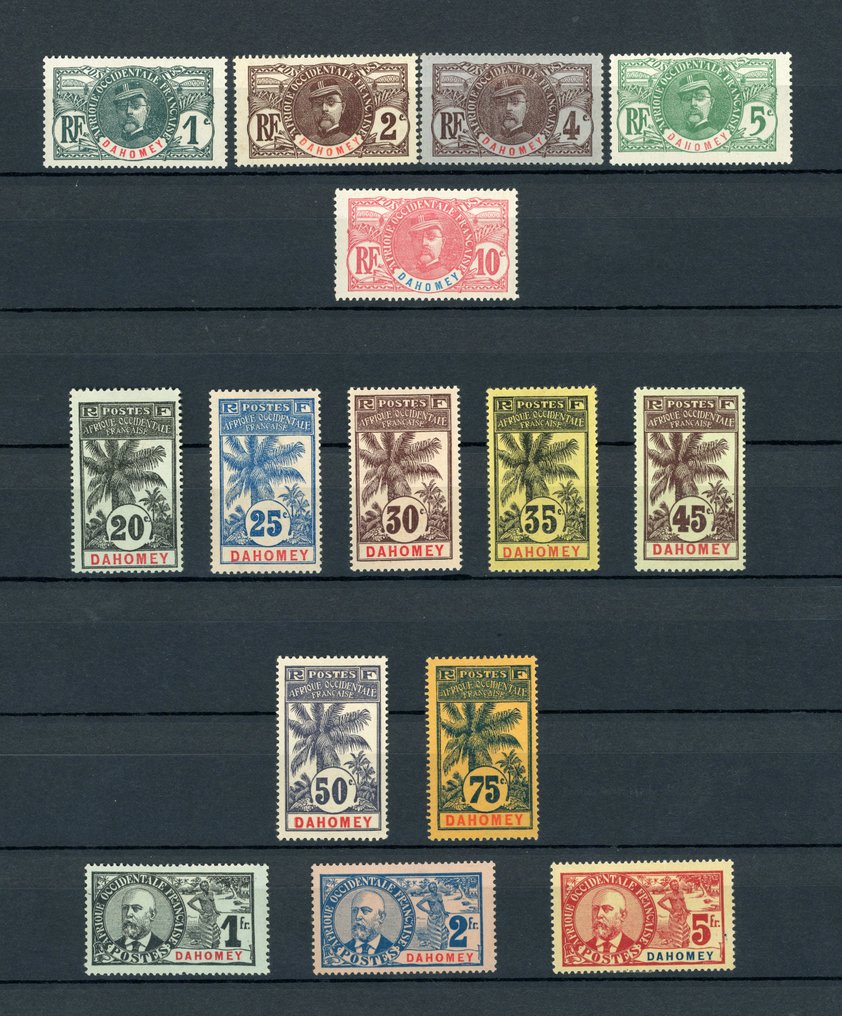 達荷美王國 1906/1907 - 750欧元的棕榈系列完整套装 - Yvert n°18/32 #1.0