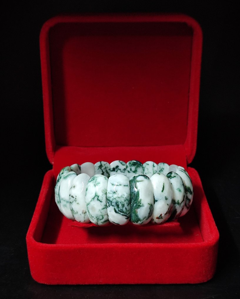Beautiful Faceted Moss Agate Bracelet in Gift Box – Free Shipping! - Bracelet #2.1