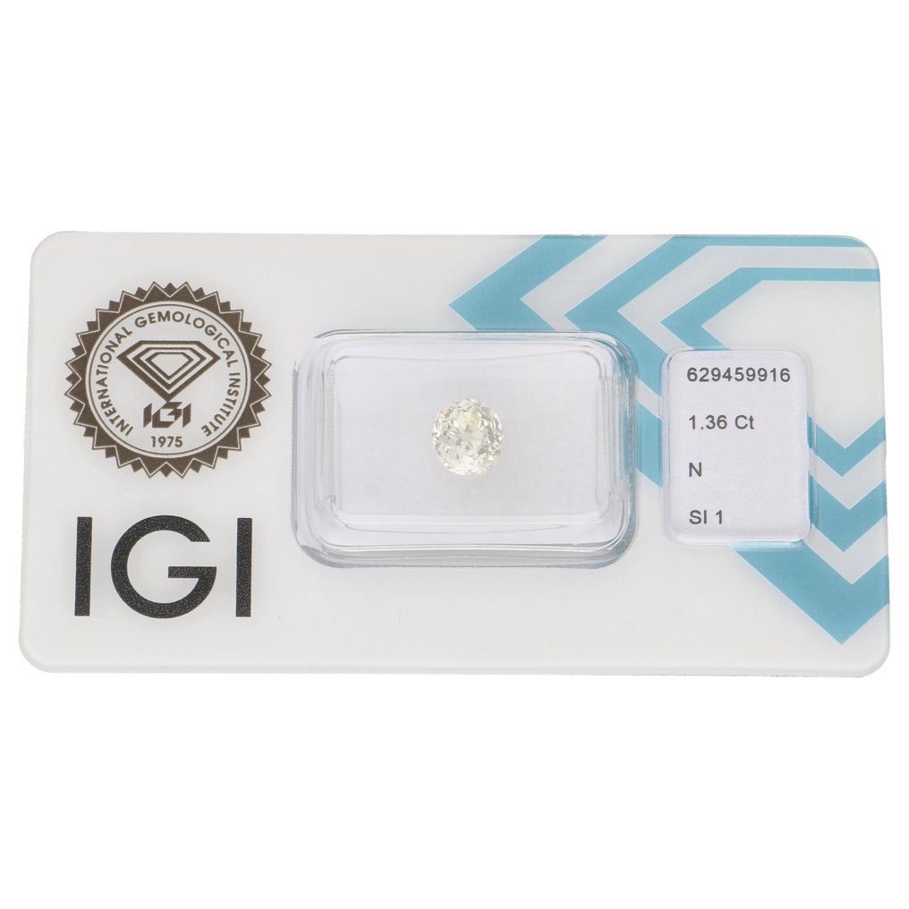 1 pcs 钻石 (天然) - 1.36 ct - N (带色彩的) - SI1 微内含一级 - 国际宝石研究院(IGI) - 古董椭圆切割 #1.0