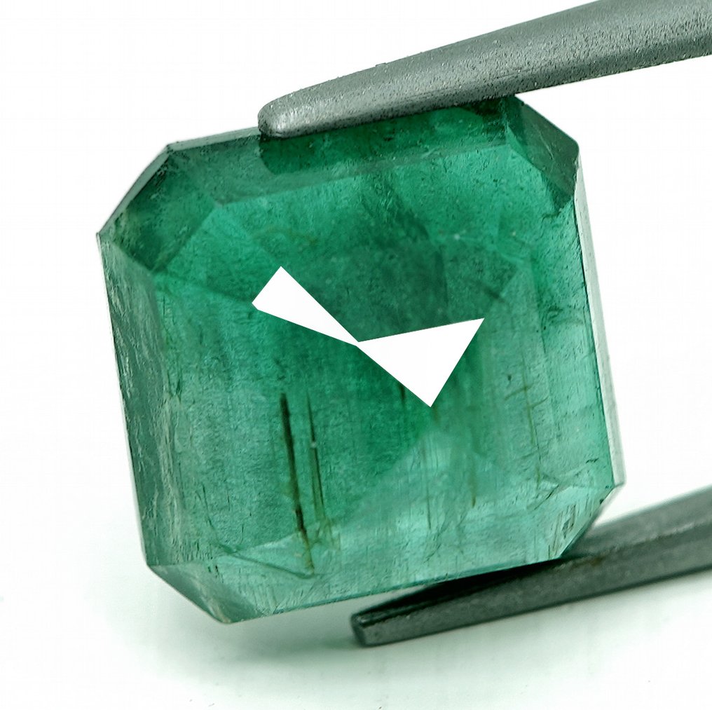 1 pcs  Green Emerald  - 9.07 ct - Bellerophon Gemlab #3.2