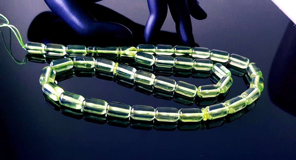 Rav Sjældne ravbønneperler Rosenkrans Tesbih Misbaha - Grøn rav - Håndlavet- 18 g #4.3