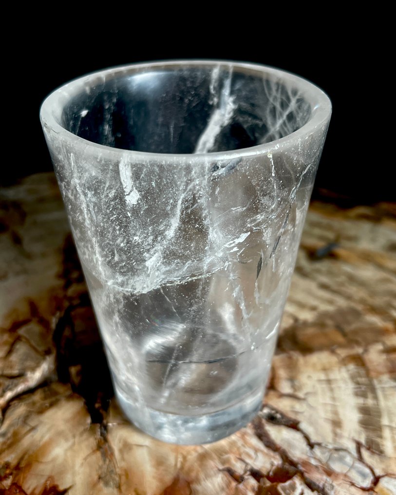 PREMIUM - bicchiere in cristallo di quarzo naturale trasparente Ciotola - Altezza: 120 mm - Larghezza: 85 mm- 0.5 kg - (1) #1.0