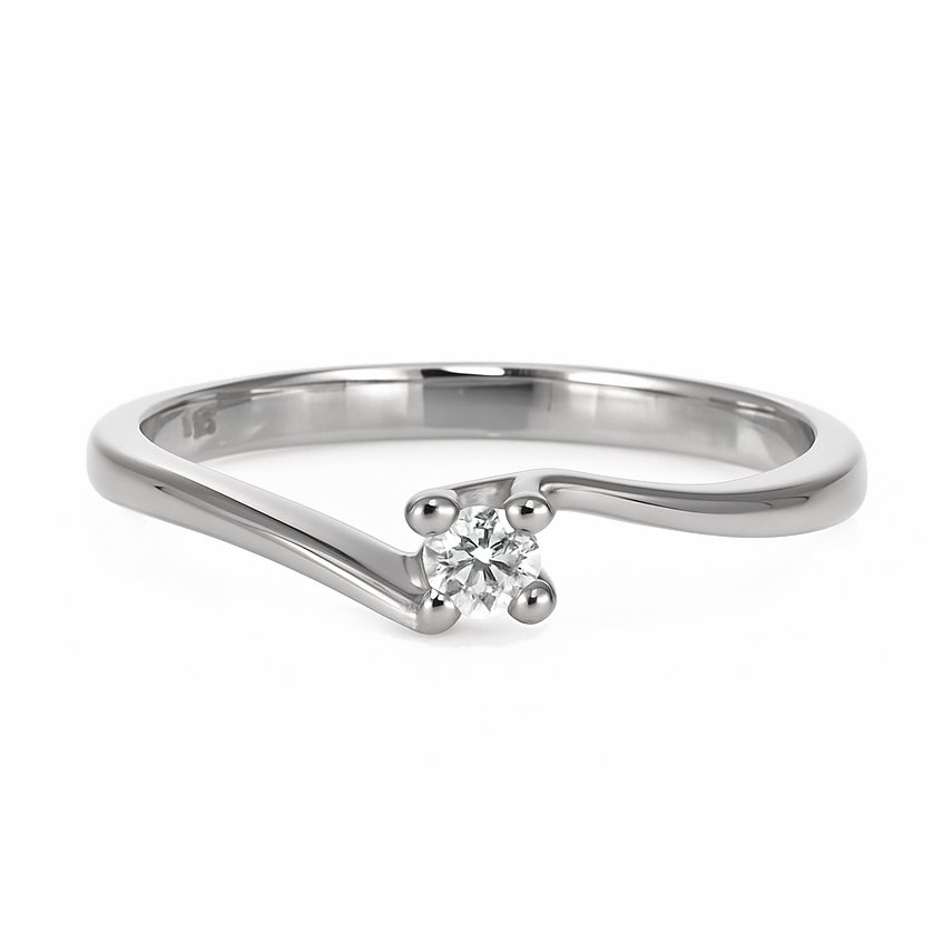 戒指 - 18 克拉 白金 - 0.06ct. tw. 鉆石 (天然) #2.1