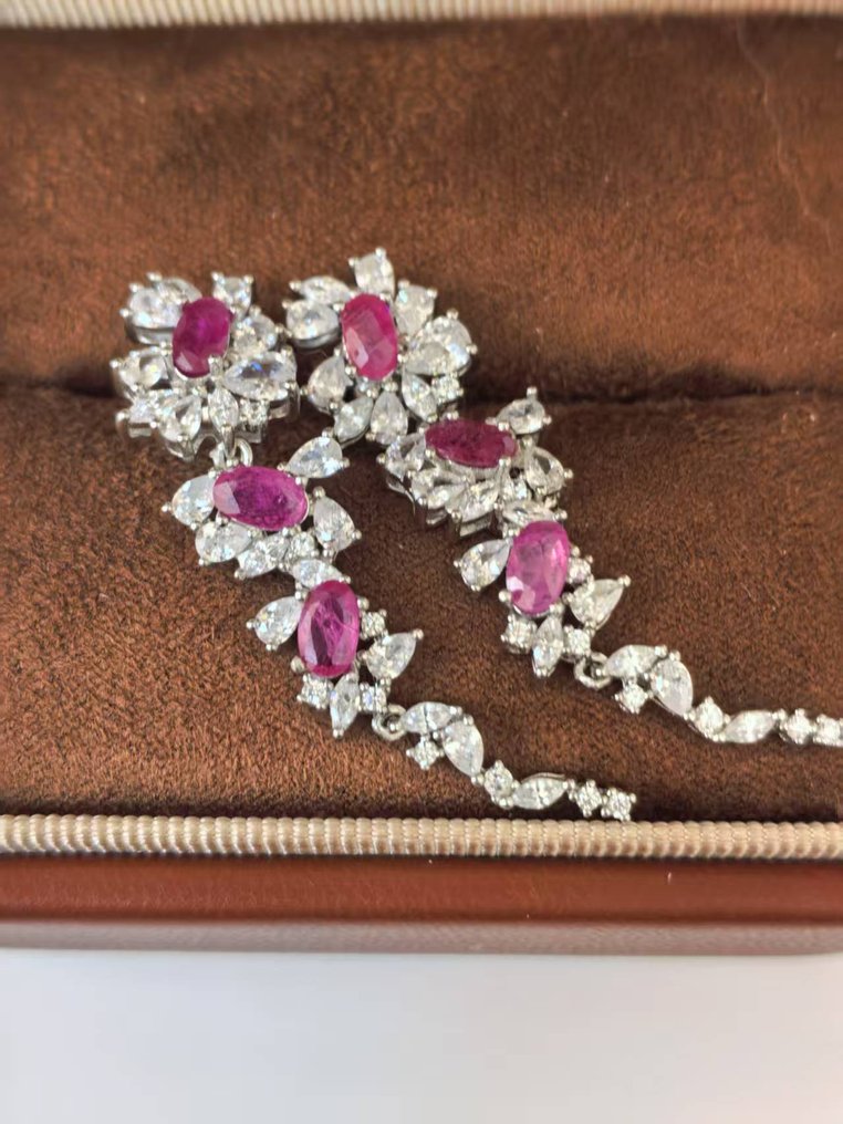 No reserve price - Earrings Silver -  2.00ct. tw. Ruby #1.0