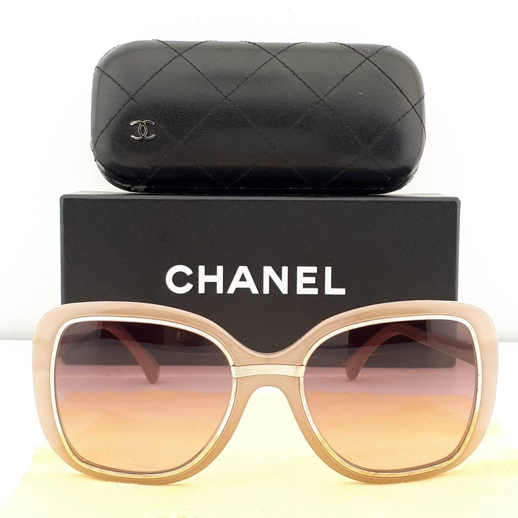 Chanel - Square Beige and Silver Tone - Solbriller #1.0
