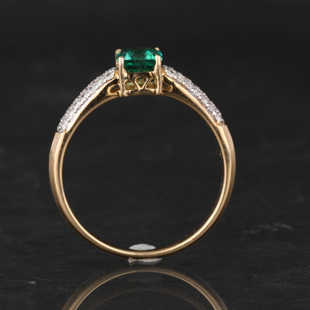 Δαχτυλίδι - 14 καράτια Κίτρινο χρυσό -  1.22ct. tw. Σμαράγδι - Διαμάντι #2.1