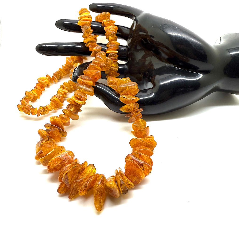 Long necklace with Natural Baltic amber stones - Amber - Succinite / fossilized pine tree resin (No Reserve Price) #1.0