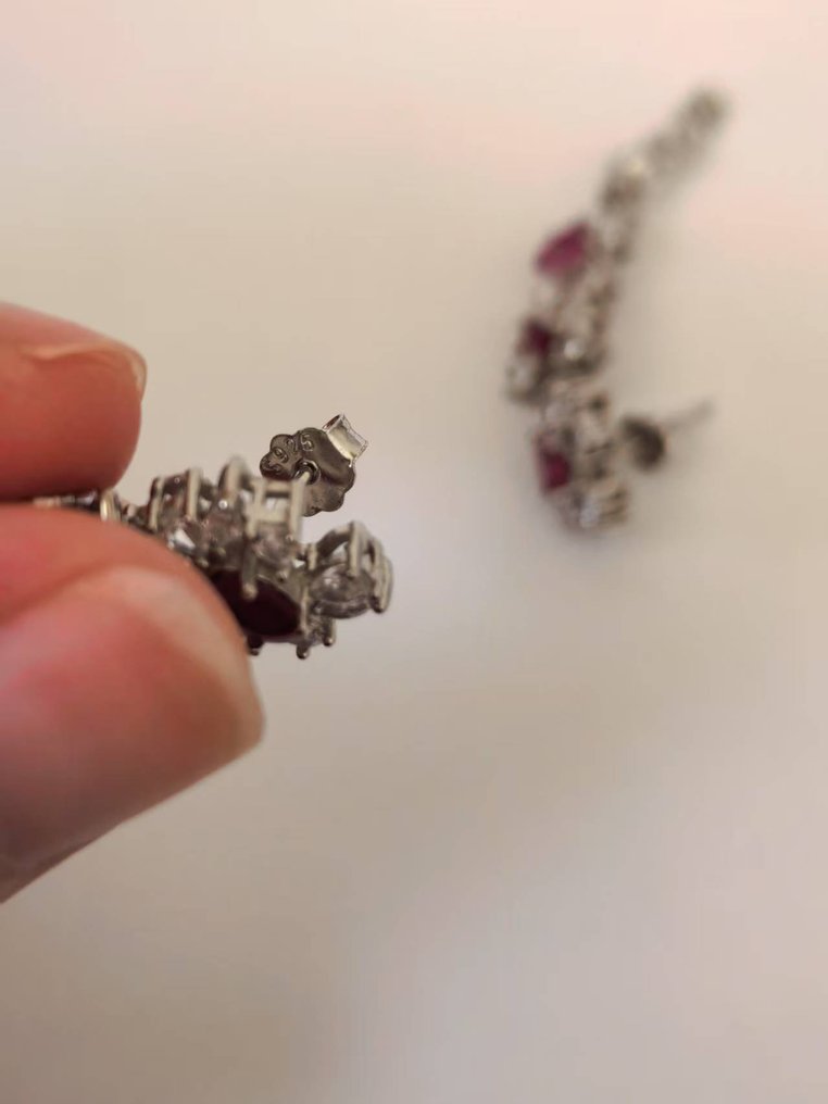No reserve price - Earrings Silver -  2.00ct. tw. Ruby #2.1
