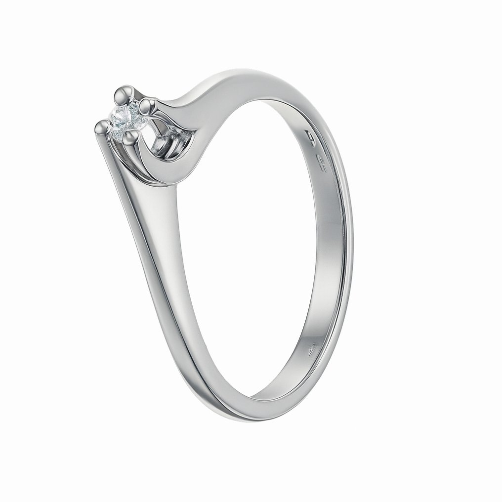 戒指 - 18 克拉 白金 - 0.06ct. tw. 鉆石 (天然) #3.2