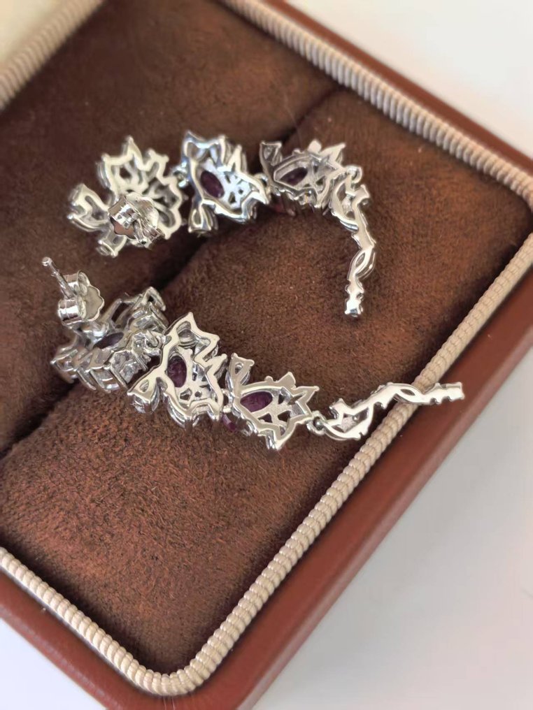 No reserve price - Earrings Silver -  2.00ct. tw. Ruby #4.3