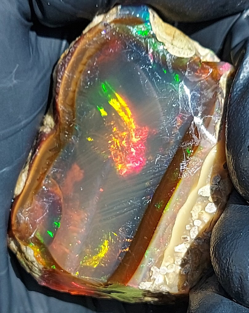 Semi-Dark Ethiopian Chrystal Opal 499.4 ct Rough - Height: 32 mm - Width: 63 mm- 99.88 g #1.0