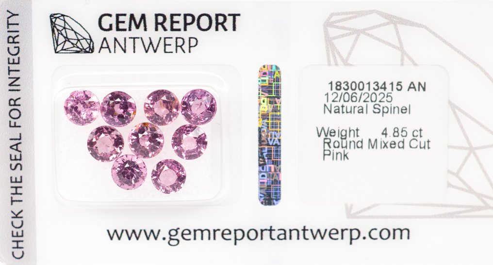 9 pcs Spinell - 4.85 ct - Gem Report Antwerpen (GRA) - Pink #1.0