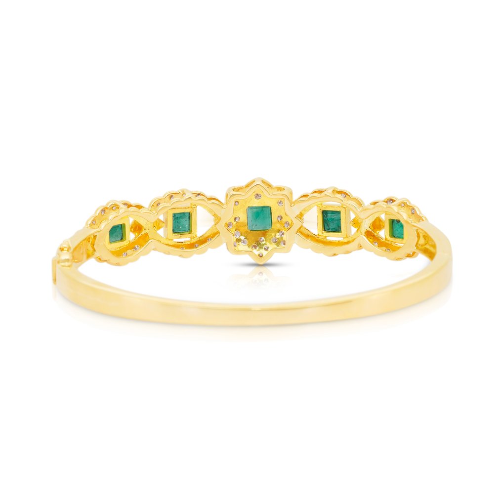 Pulsera - 18 quilates Oro amarillo - 3.62ct. tw. Esmeralda - Diamante - Pulsera Magnífica #4.3