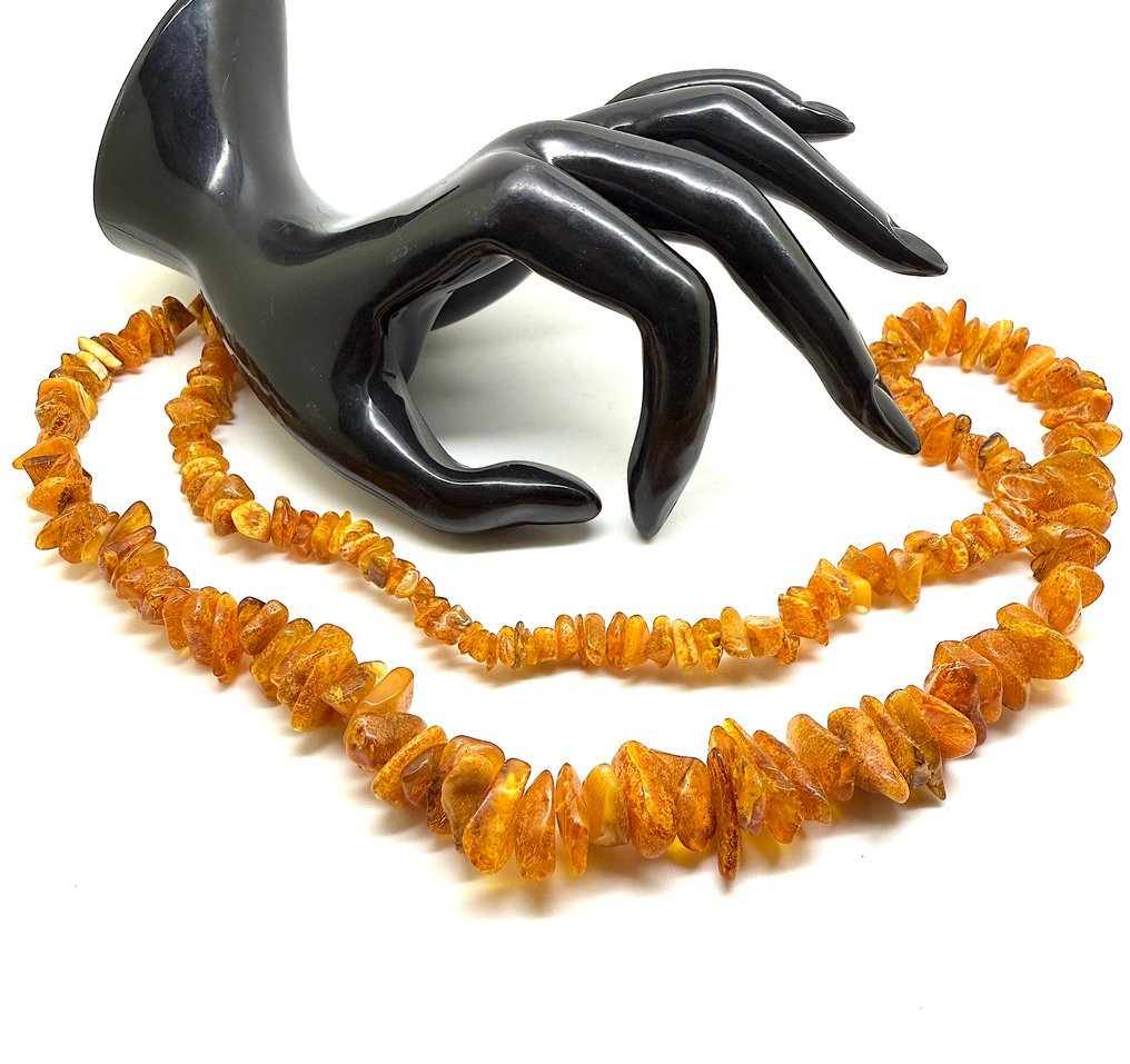 Long necklace with Natural Baltic amber stones - Amber - Succinite / fossilized pine tree resin (No Reserve Price) #4.3