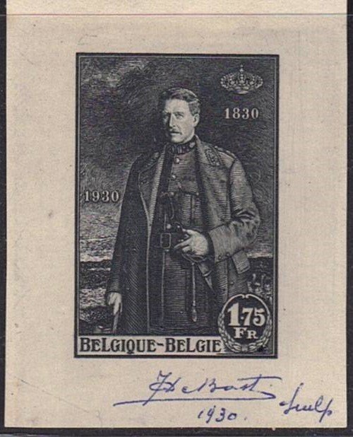 Belgium 1930 - Z.M. King Albert I type of the OBP 304, signed by J. DE BAST. - Stes 3983 #1.0