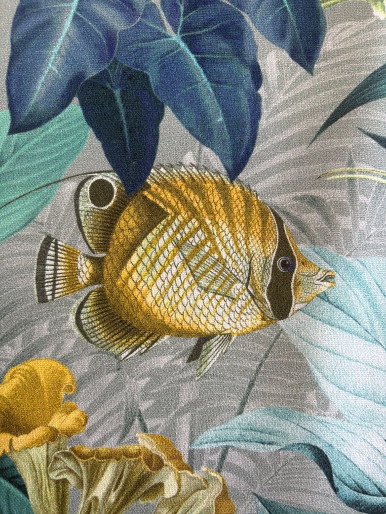 Εξωστρεφές φανταστικό οικοσύστημα σε μπλε τροπικό, 100% οργανικό βαμβάκι, OEKO TEX STANDARD, - Ύφασμα ταπετσαρίας - 350 cm - 280 cm #3.2