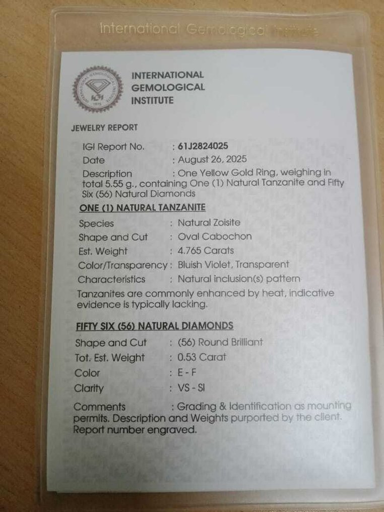 Statement δαχτυλίδι - 14 καράτια Κίτρινο χρυσό -  5.30ct. tw. Τανζανίτης - Διαμάντι - Δαχτυλίδι Halo #2.1