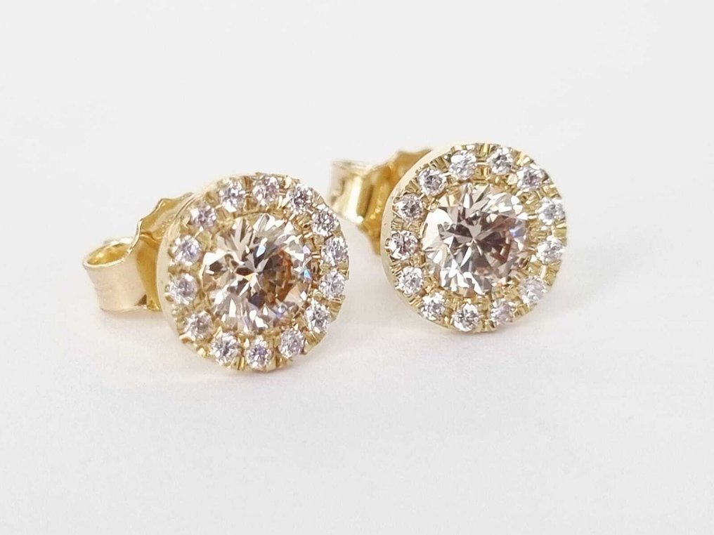 鸡尾酒耳环 - 14K包金 黄金 -  1.16ct. tw. 钻石 (天然) - 钻石 #4.3