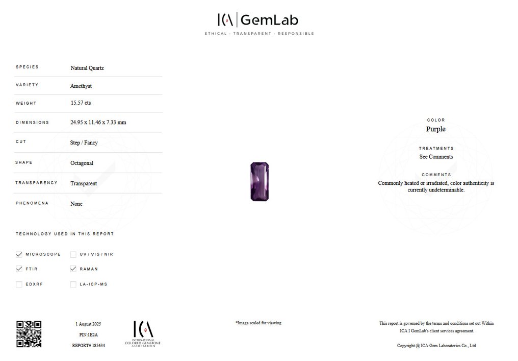 没有保留价 紫色 紫水晶 - 15.57 ct - 国际有色宝石协会(ICA GemLab) #2.1