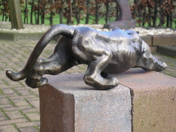 Statue, MAJESTUEUZE SLUIPENDE PANTER XL LENGTE 40 CM ! 4 KILO ! - 11 cm - Heavy cast iron, 4 kilograms, bronze color. #4.3